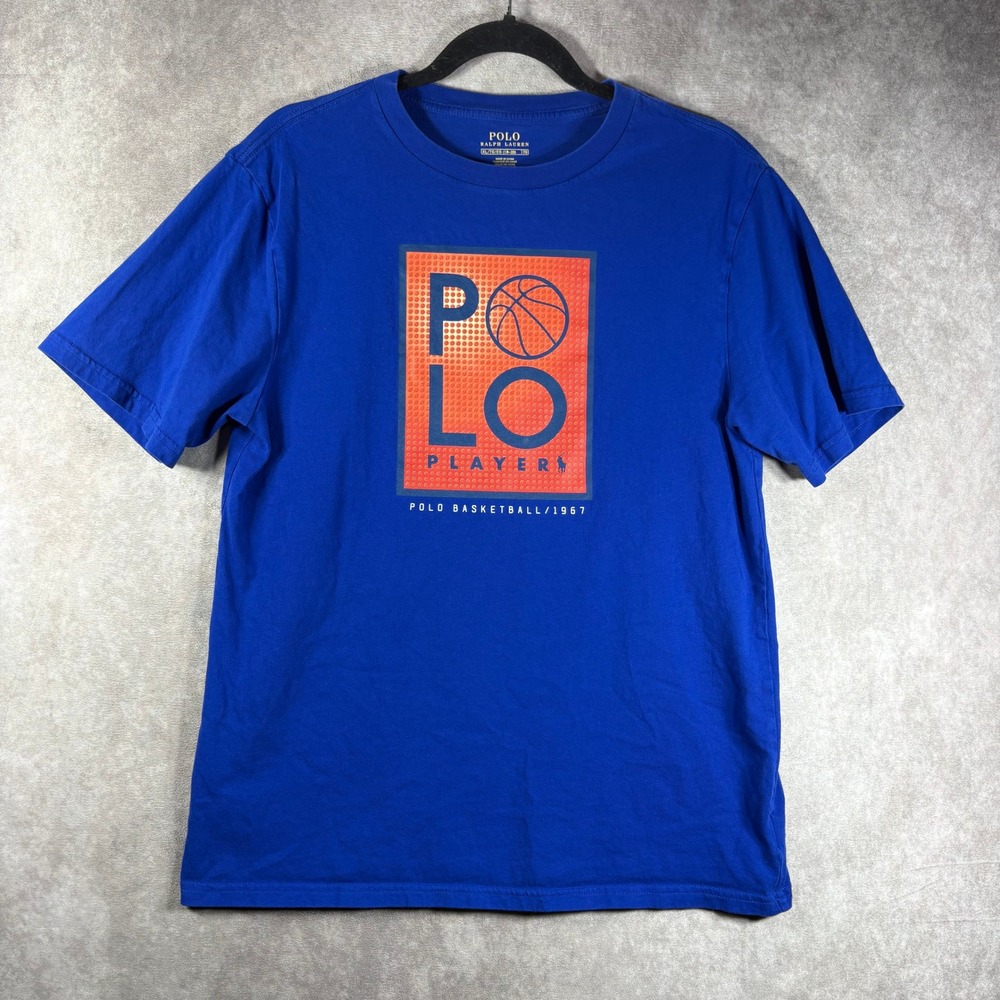 Polo Ralph Lauren T-Shirt Boys XL Blue Basketball Polo Player 1967 Graphic Tee